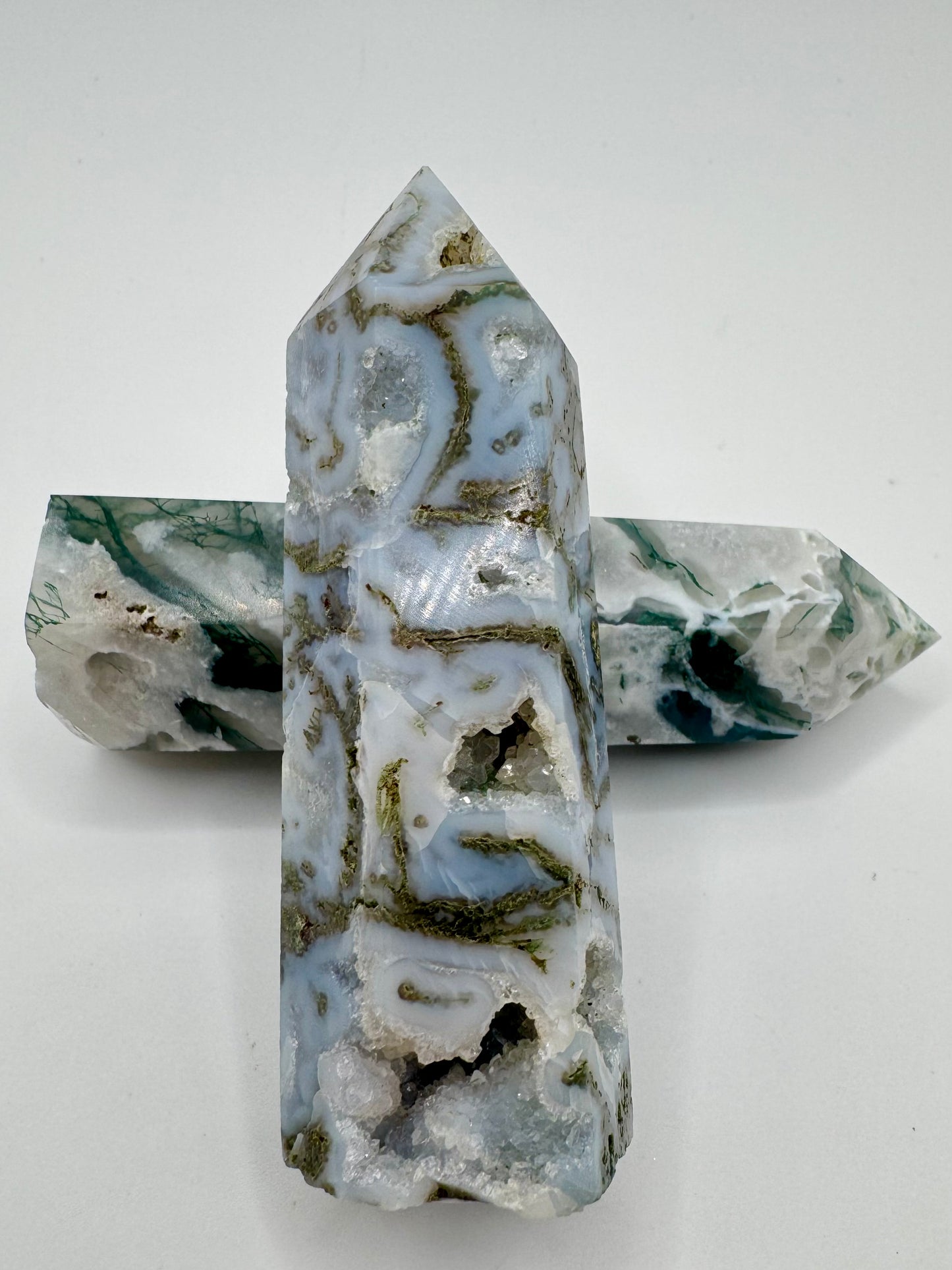 Punta Esagonale di Agata con Drusa di Quarzo Ialino