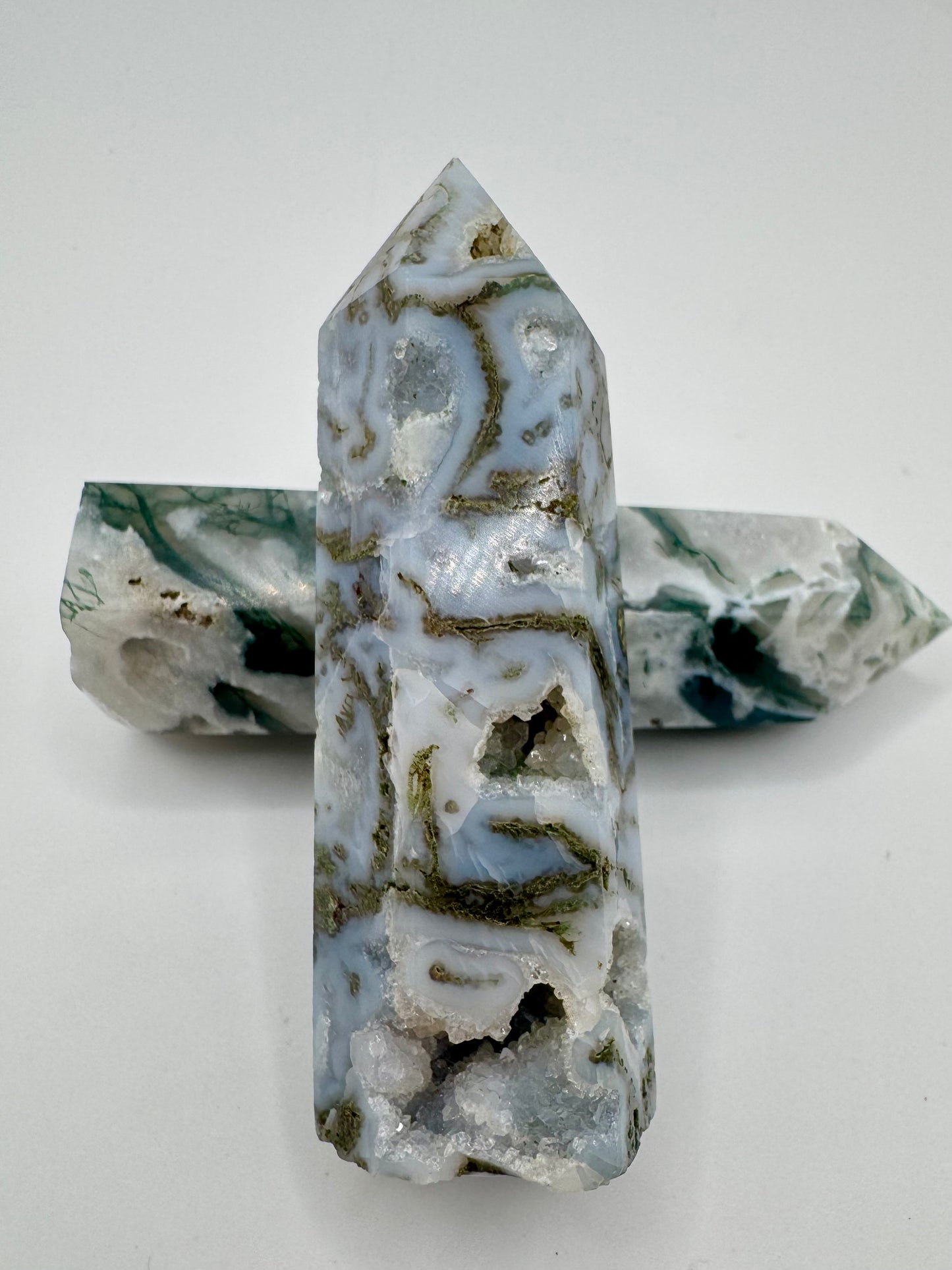 Punta Esagonale di Agata con Drusa di Quarzo Ialino