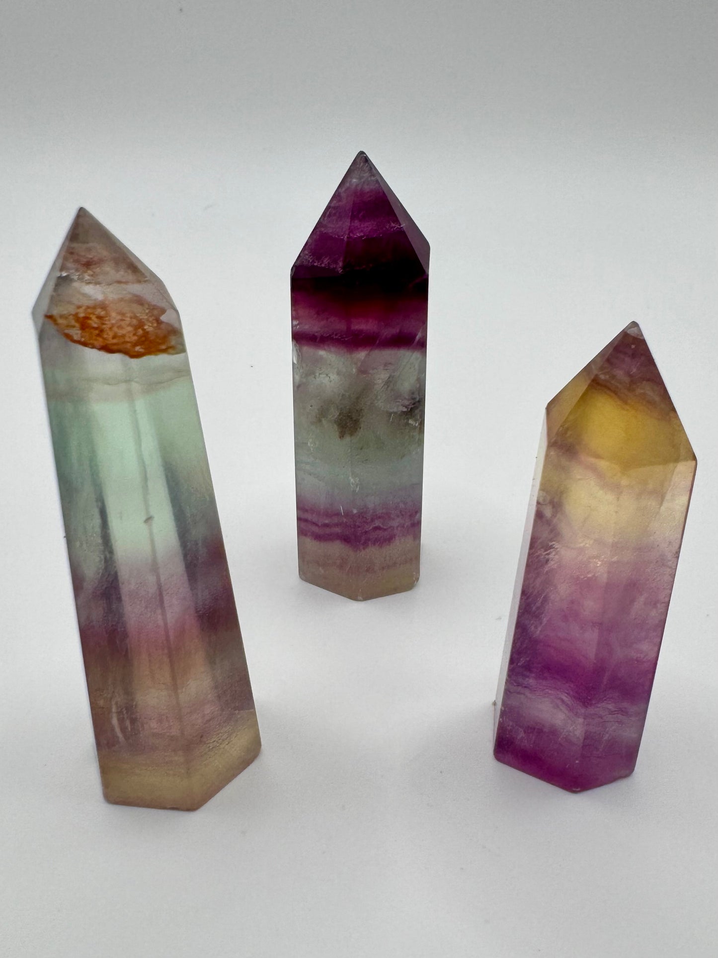 Punta Esagonale di Fluorite Multicolore