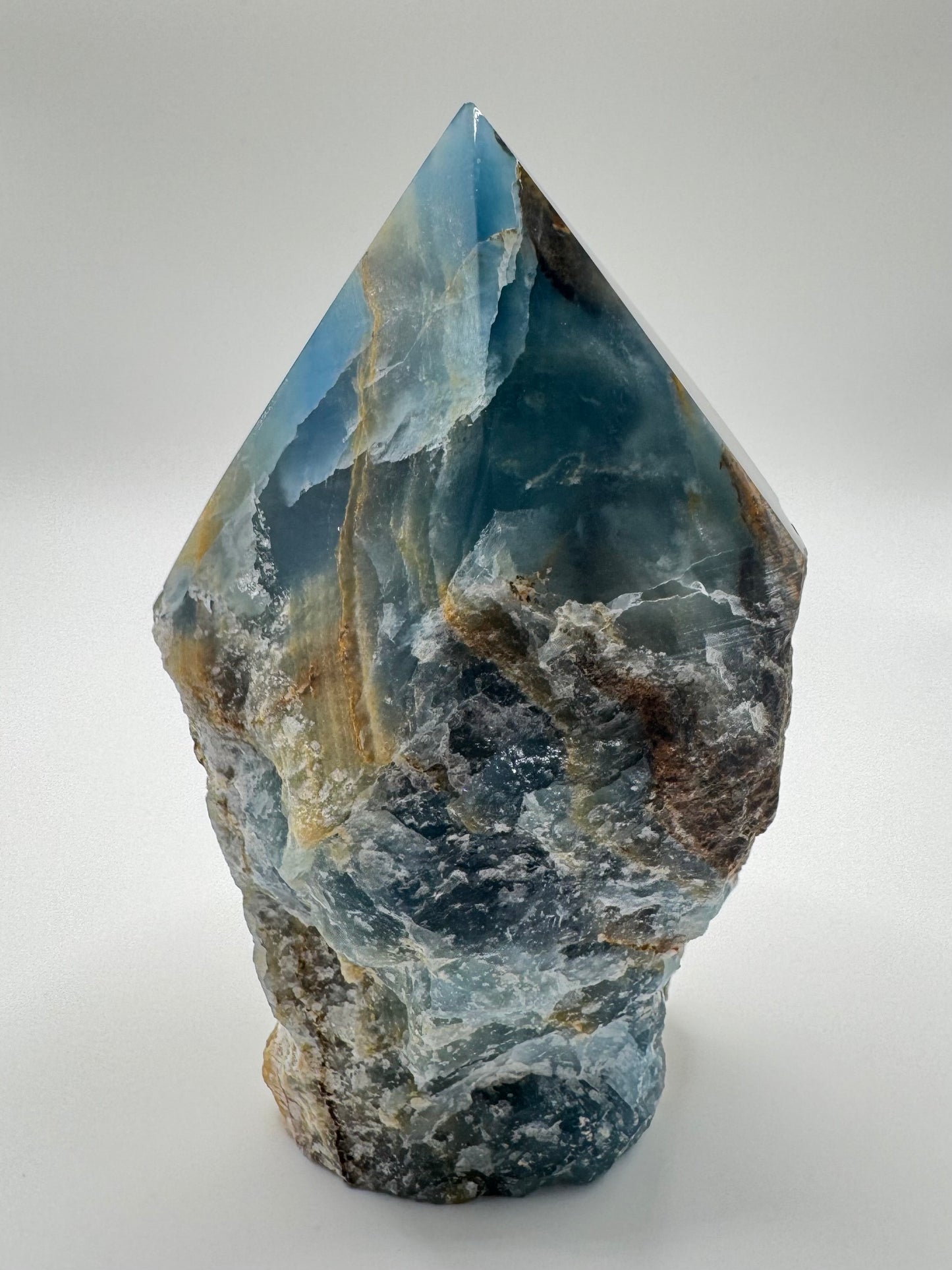 Punta di Onice Blu con Base Grezza