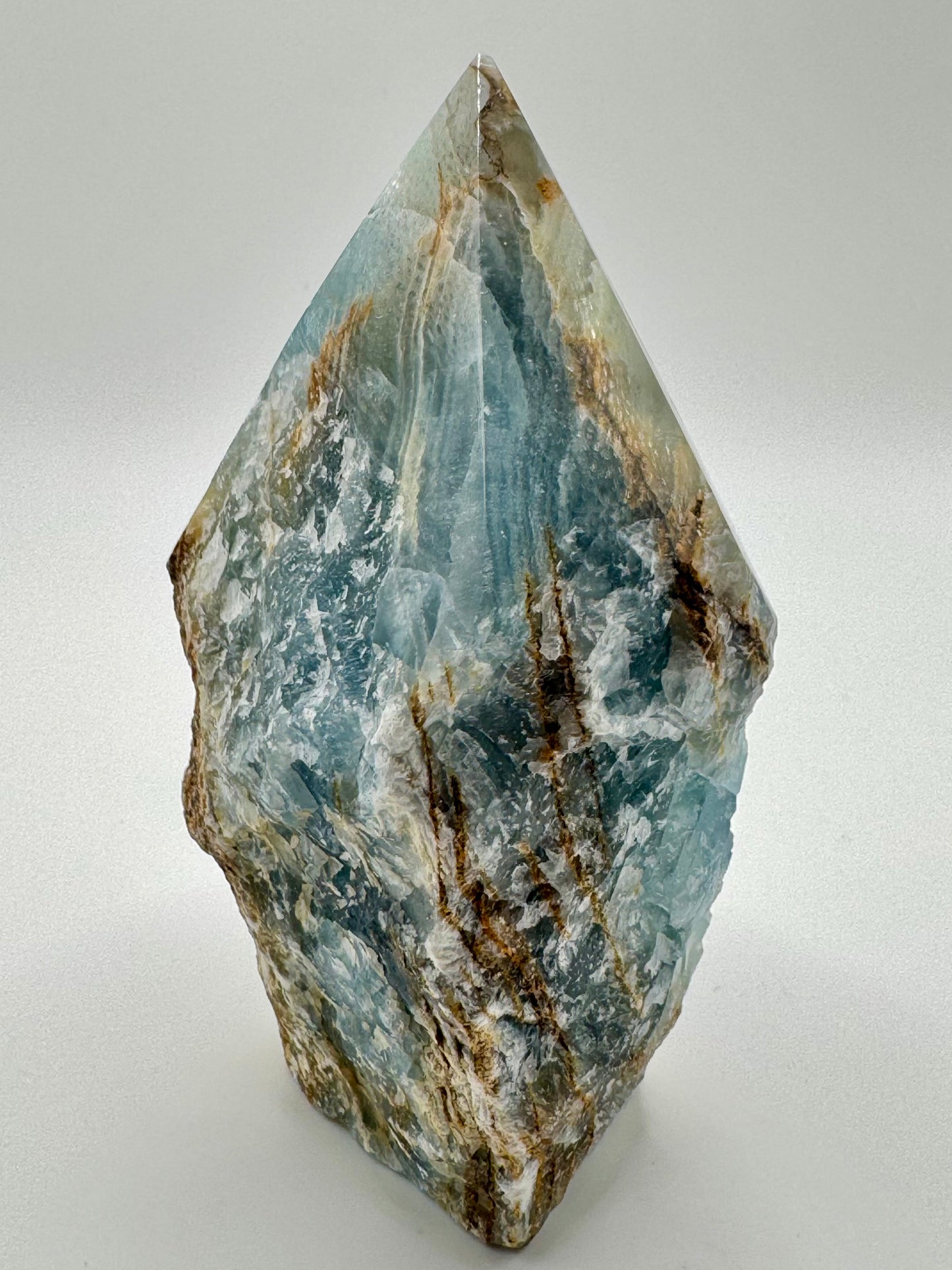 Punta di Onice Blu con Base Grezza