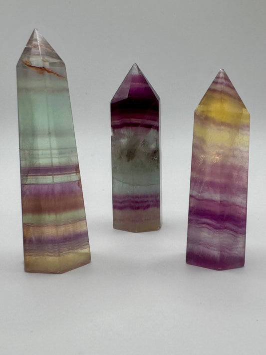 Punta Esagonale di Fluorite Multicolore