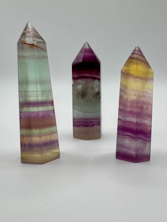 Punta Esagonale di Fluorite Multicolore