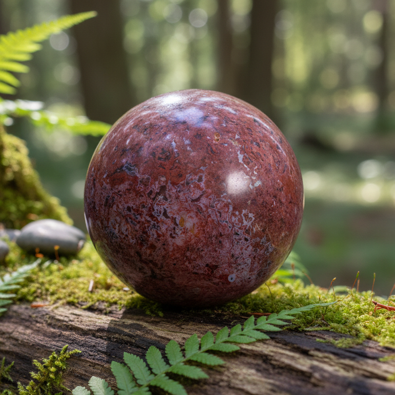 Sfera di diaspro rosso brecciato